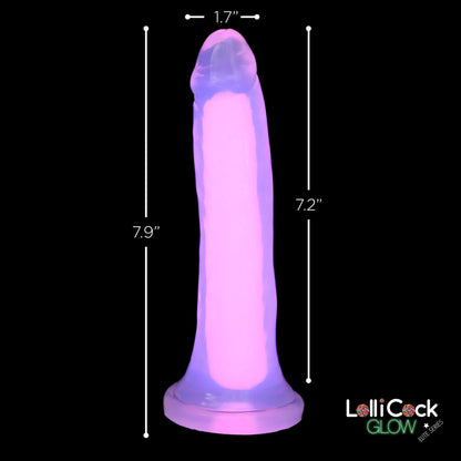 7 Inch Glow-in-the-Dark Silicone Dildo Sex Toy - Pink  Suction Cup Dildos