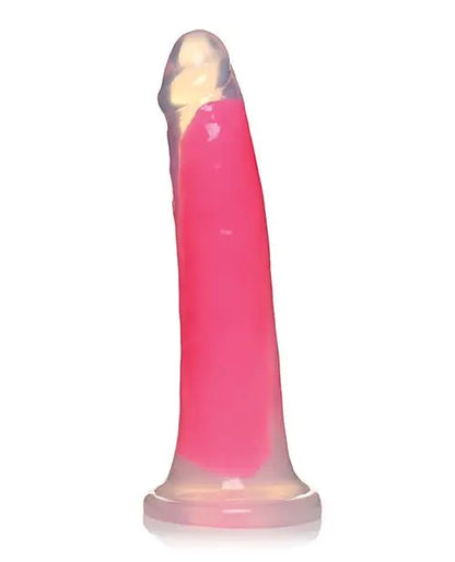 7 Inch Glow-in-the-Dark Silicone Dildo Sex Toy - Pink  Suction Cup Dildos