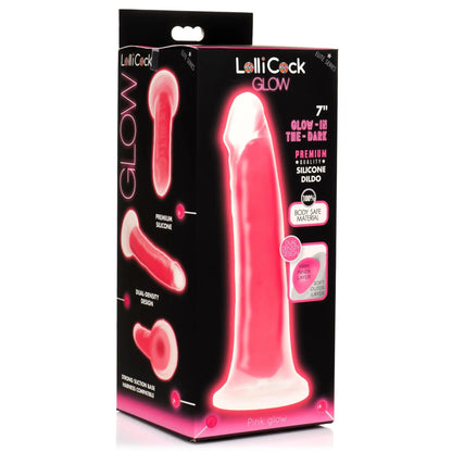 7 Inch Glow-in-the-Dark Silicone Dildo Sex Toy - Pink  Suction Cup Dildos