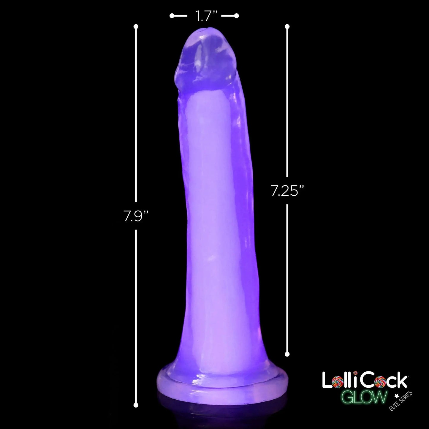 7 Inch Glow-in-the-Dark Silicone Dildo Sex Toy - Purple  Suction Cup Dildos