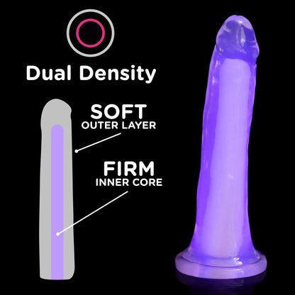 7 Inch Glow-in-the-Dark Silicone Dildo Sex Toy - Purple  Suction Cup Dildos