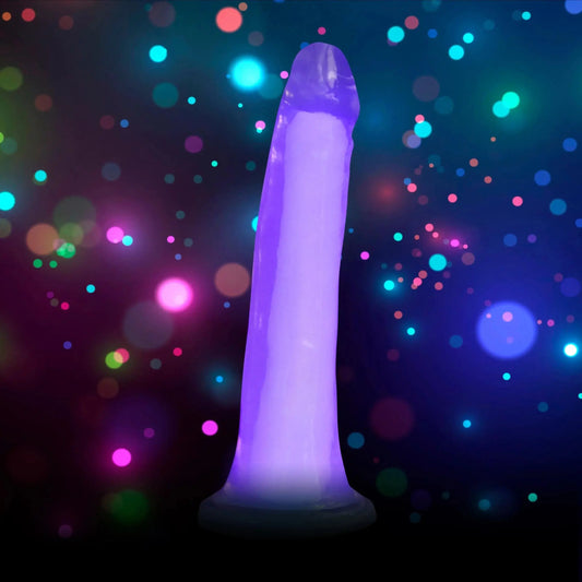 7 Inch Glow-in-the-Dark Silicone Dildo Sex Toy - Purple  Suction Cup Dildos