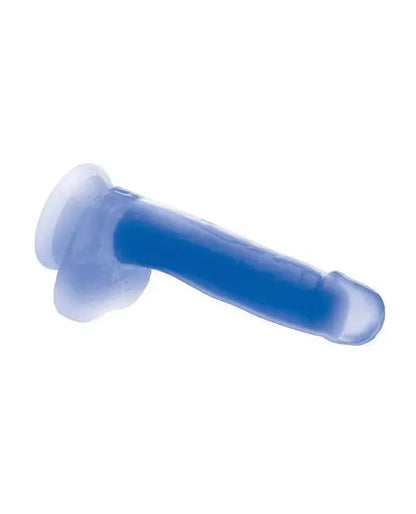 7 Inch Glow-in-the-Dark Silicone Dildo with Balls - Blue  Suction Cup Dildos