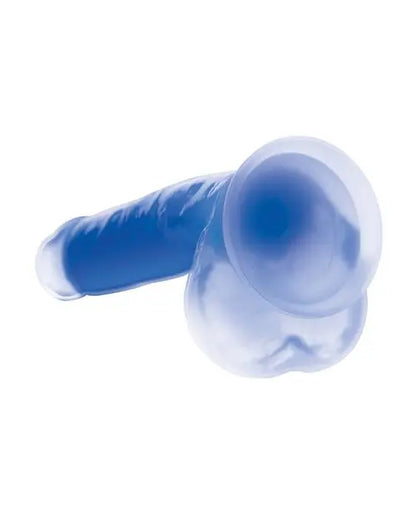 7 Inch Glow-in-the-Dark Silicone Dildo with Balls - Blue  Suction Cup Dildos
