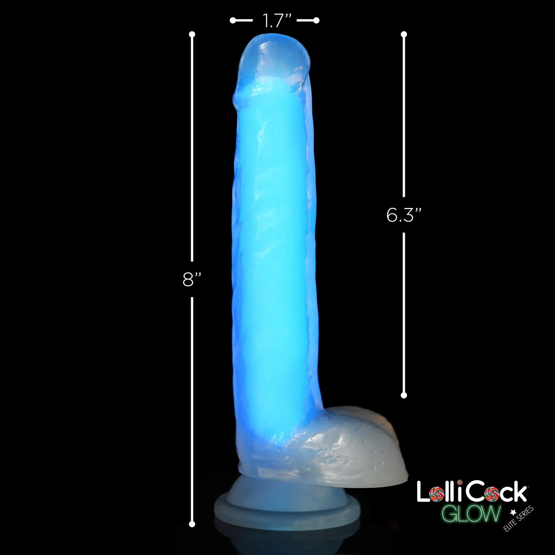 7 Inch Glow-in-the-Dark Silicone Dildo with Balls - Blue  Suction Cup Dildos