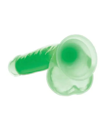 7 Inch Glow-in-the-Dark Silicone Dildo with Balls - Green  Suction Cup Dildos
