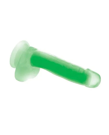 7 Inch Glow-in-the-Dark Silicone Dildo with Balls - Green  Suction Cup Dildos