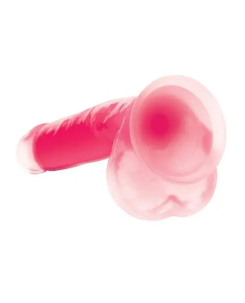 7 Inch Glow-in-the-Dark Silicone Dildo with Balls - Pink  Suction Cup Dildos