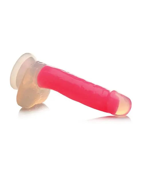7 Inch Glow-in-the-Dark Silicone Dildo with Balls - Pink  Suction Cup Dildos