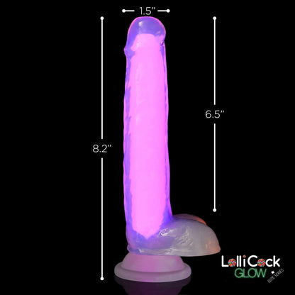 7 Inch Glow-in-the-Dark Silicone Dildo with Balls - Pink  Suction Cup Dildos
