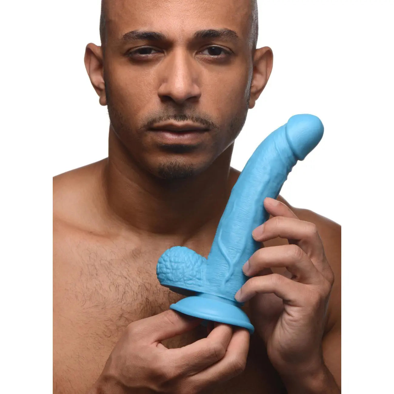 7.5 Inch Dildo Sex Toy with Balls - Blue  Suction Cup Dildos