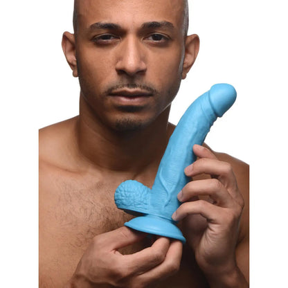 7.5 Inch Dildo Sex Toy with Balls - Blue  Suction Cup Dildos