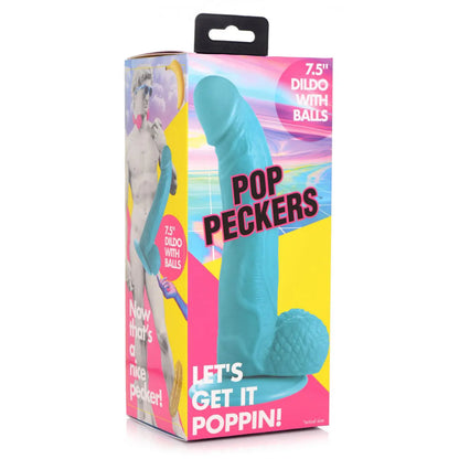 7.5 Inch Dildo Sex Toy with Balls - Blue  Suction Cup Dildos