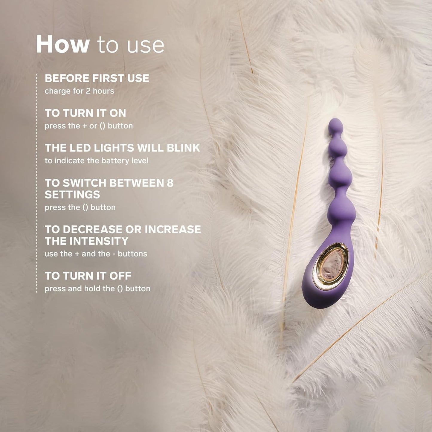 LELO SORAYA Beads Vibrating Anal Beads Massager Sex Toy Violet Dusk