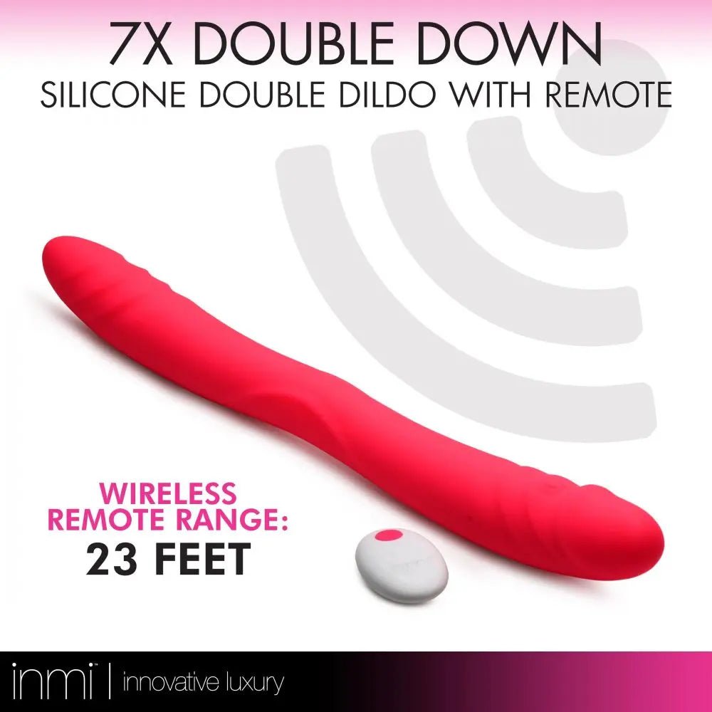 7X Double Down Silicone Double Dildo with Remote Body Safe Double Ended Dildo  Vibrating Toys