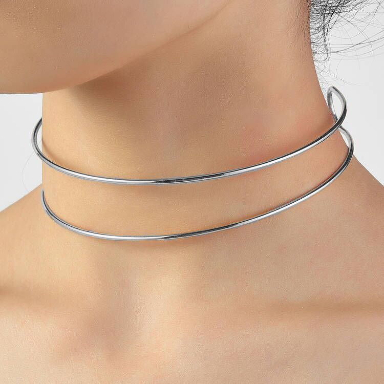 Collar of Consideration Open Back Hollow Line Cross Collar Necklace 