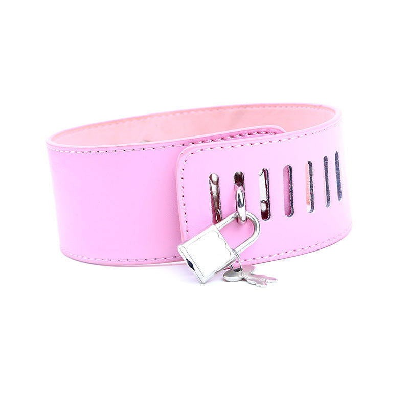 Lockable Sub Collar Vegan Leather Bondage Collar 