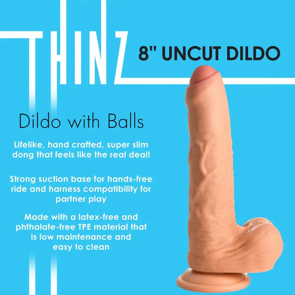 8 Inch uncut Dildo with Balls  Realistic Dildos