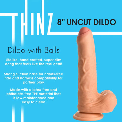 8 Inch uncut Dildo with Balls  Realistic Dildos