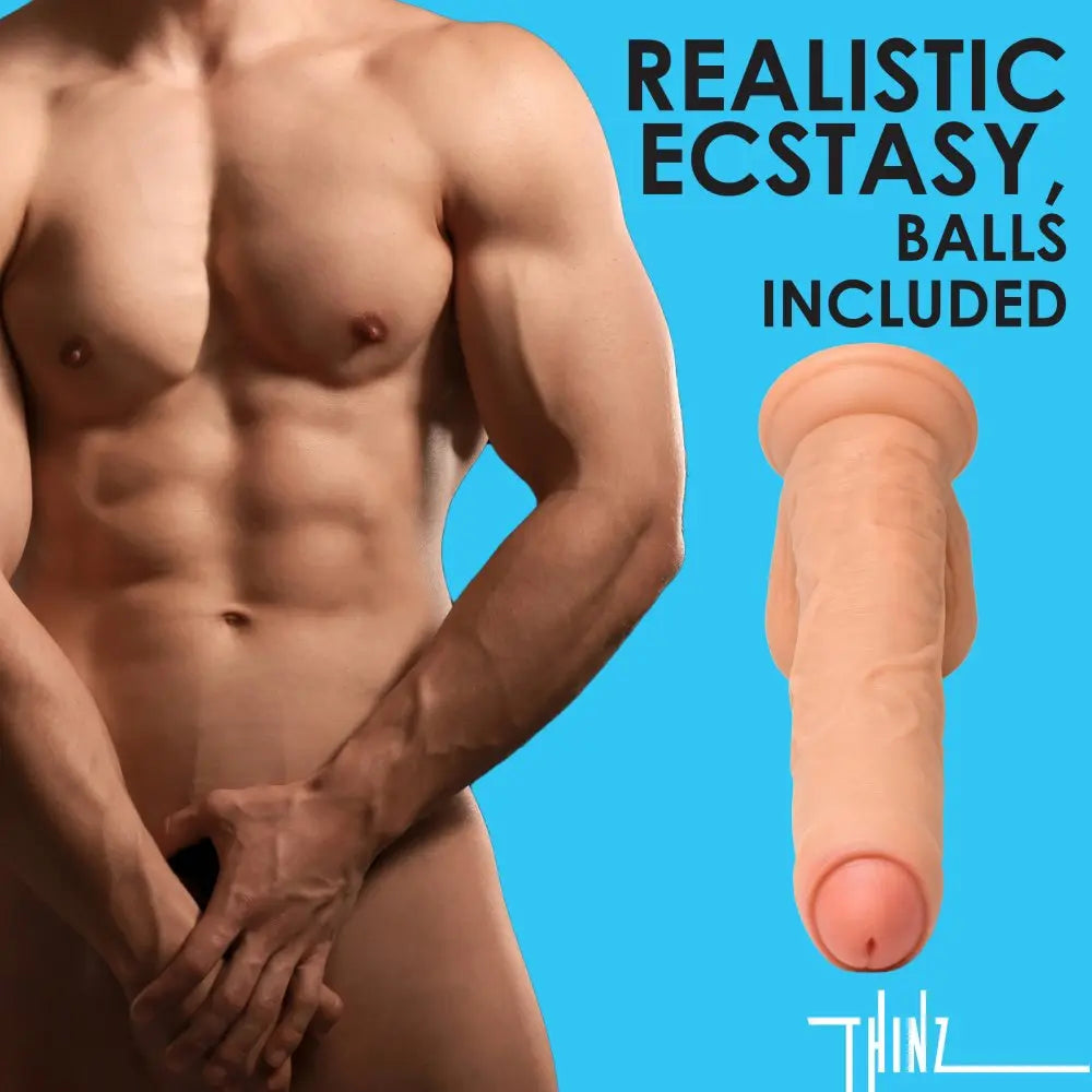 8 Inch uncut Dildo with Balls  Realistic Dildos