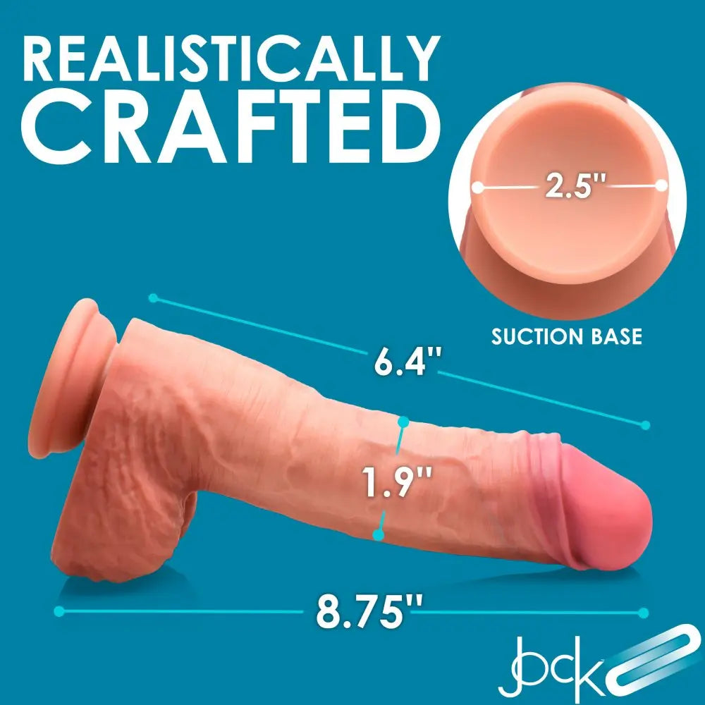 8.75 Inch Dual Density Realistic Uncut Dildo Sex Toy with Balls  Realistic Dildos
