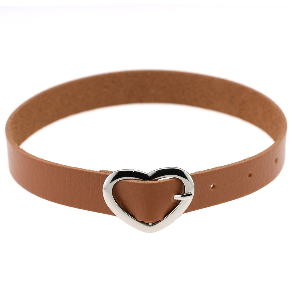 Heart Buckle Leather Submissive BDSM Collar 