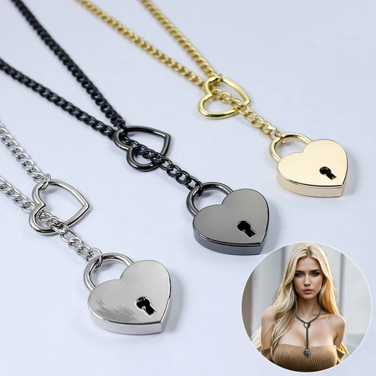 Slip Chain Day Collar Necklace with Heart O-Ring Lock and Key  Jewelry