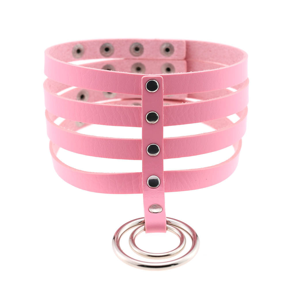 Exaggerated Harajuku Style PU Leather BDSM Collar 