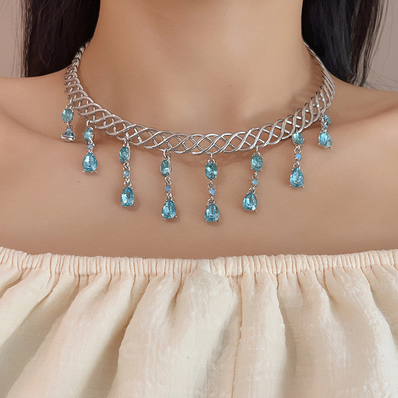 Blue Water Drop Zircon Collar Women's Fashion 