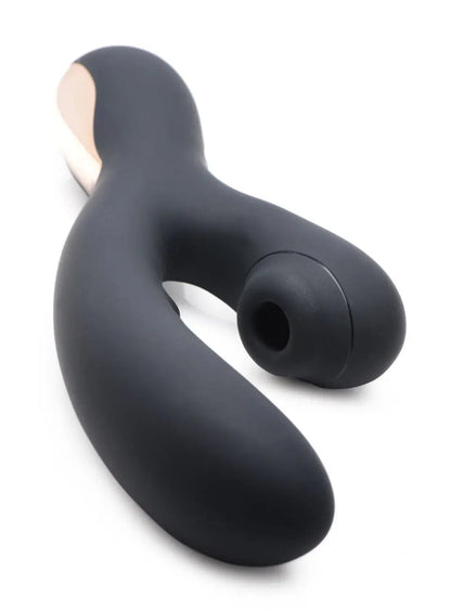 8X Silicone Suction Rabbit - Black  Suction Vibrators