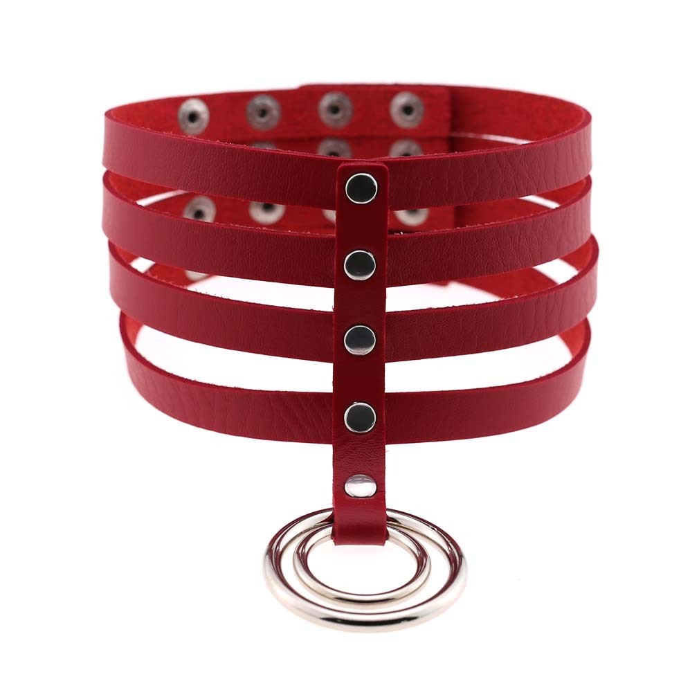 Exaggerated Harajuku Style PU Leather BDSM Collar 