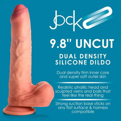 9.8 Inch Dual Density Uncut Realistic Dildo Sex Toy with Balls  Dildos