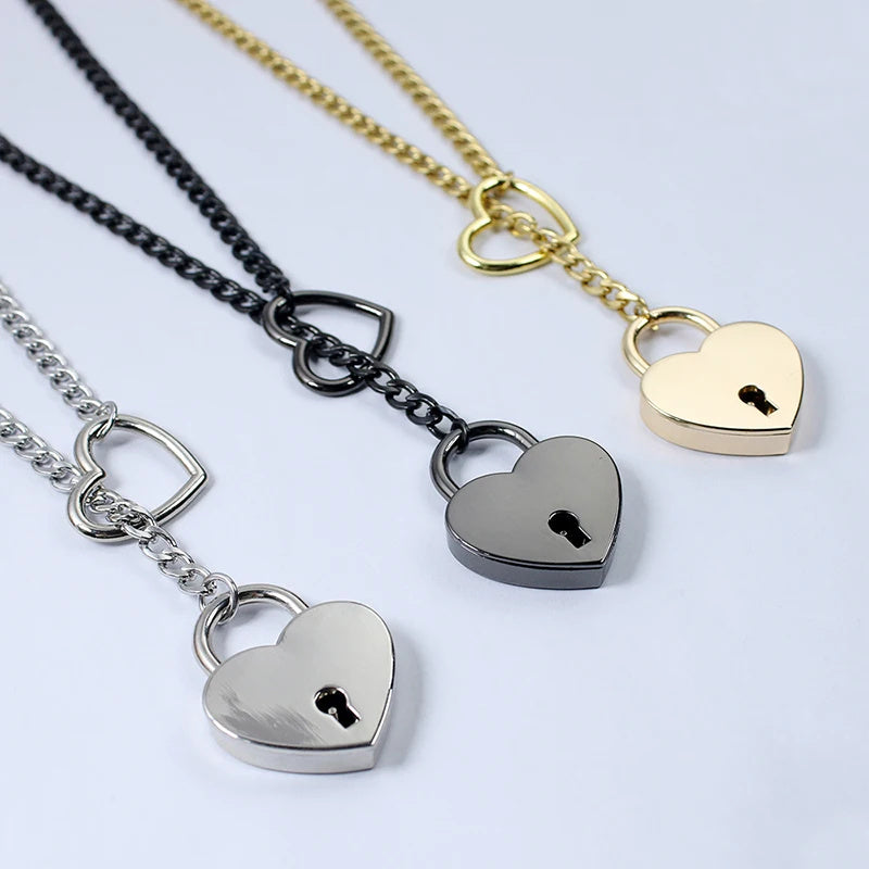 Slip Chain Day Collar Necklace with Heart O-Ring Lock and Key  Jewelry