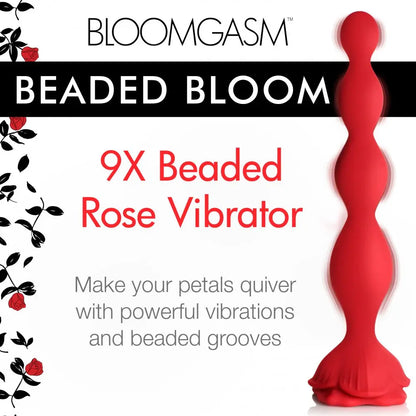9X  Bloom Silicone Rose Beaded Anal Vibrator  Vibrating Anal Sex Toy
