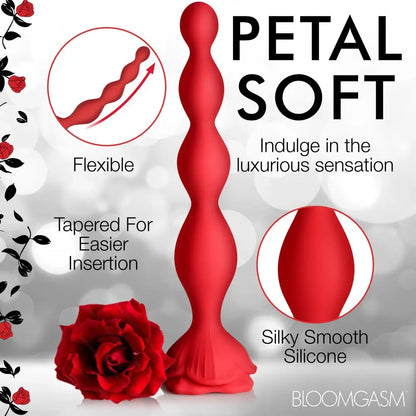 9X  Bloom Silicone Rose Beaded Anal Vibrator  Vibrating Anal Sex Toy