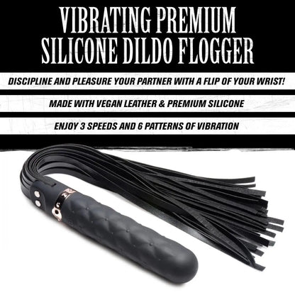 9X Vibrating Silicone Dildo Flogger  Impact Play