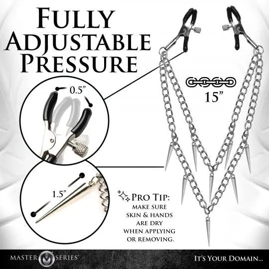 Daggers Double Chain Nipple Clamps - Bound By Desire