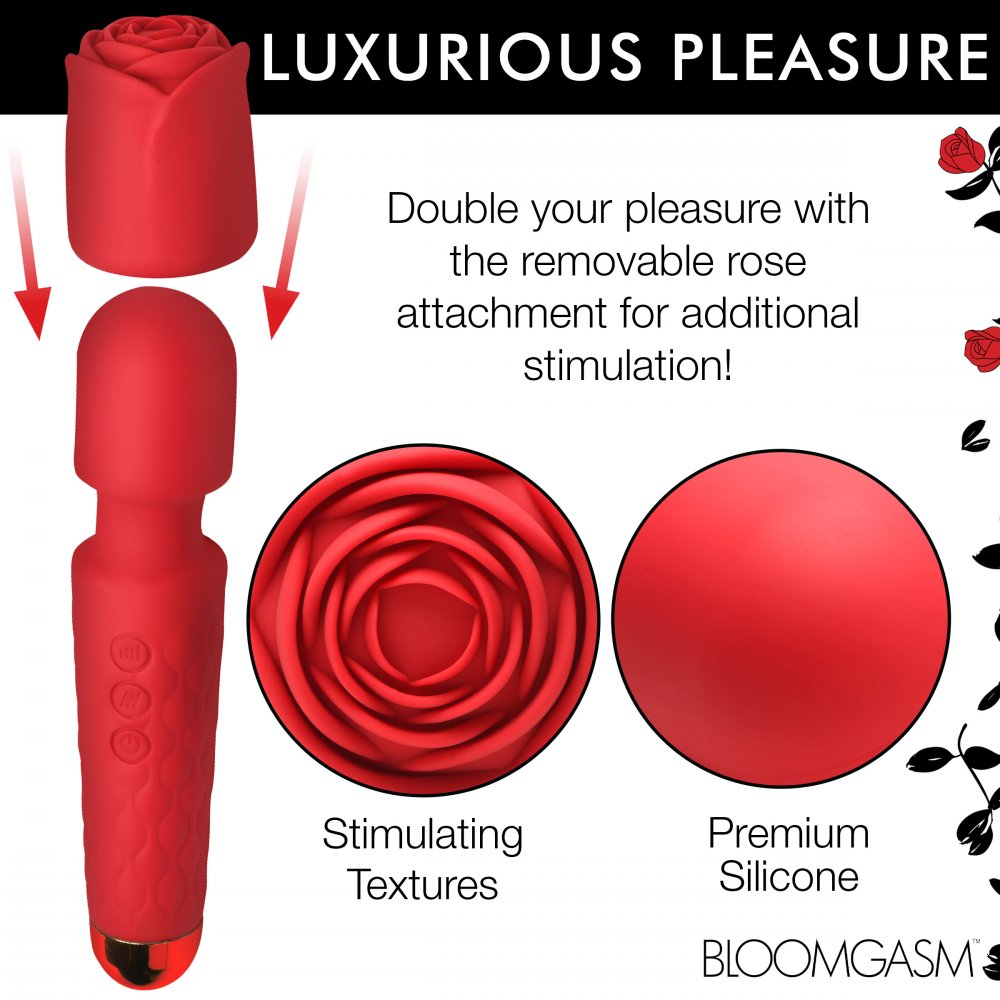 Deluxe Silicone Rose Wand Sex Toy 