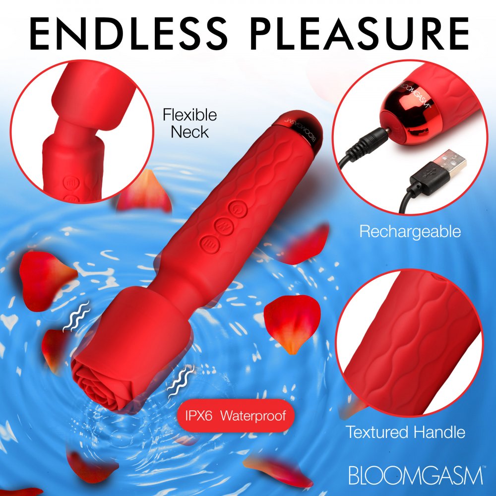 Deluxe Silicone Rose Wand Sex Toy 