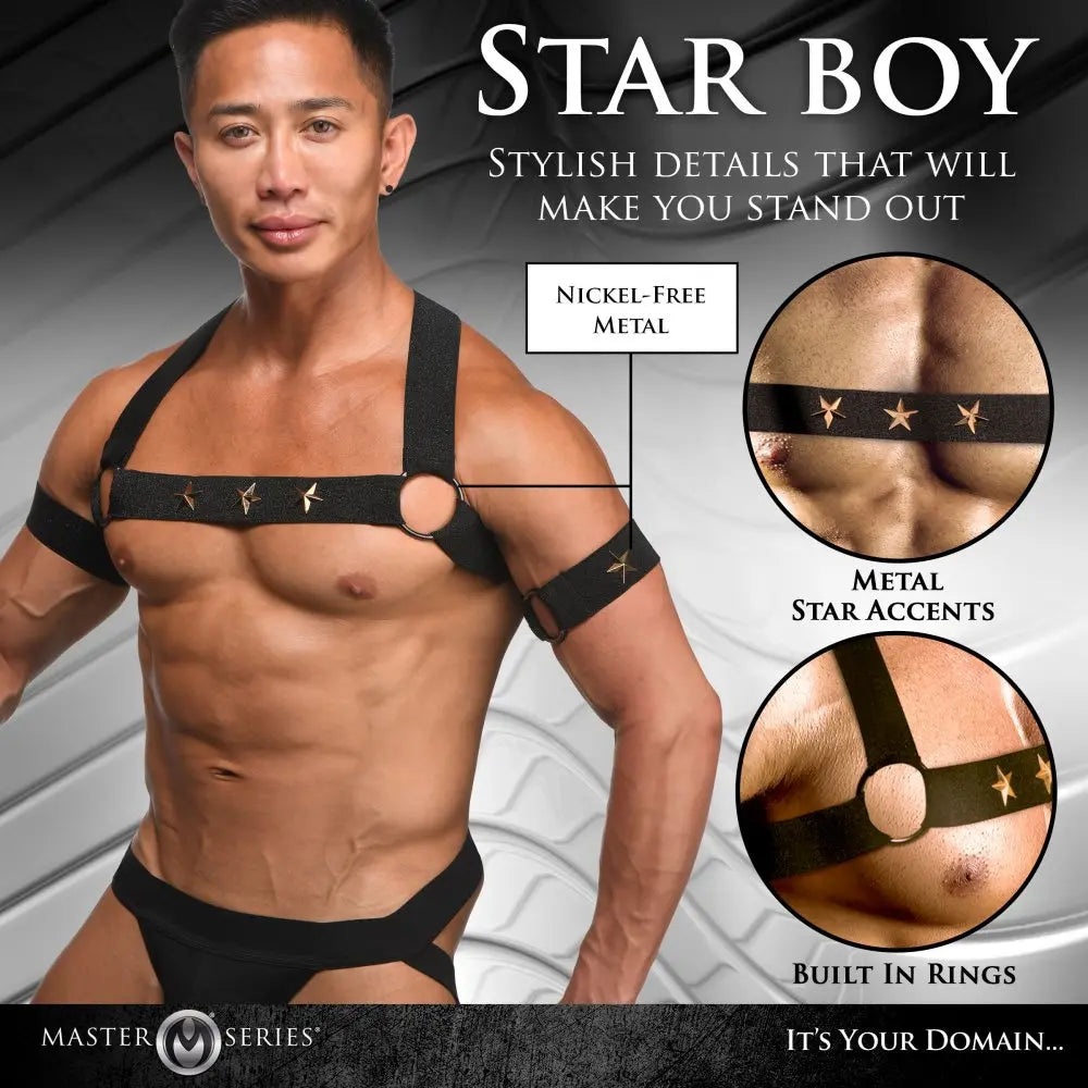 Rave Harness Elastic Chest Harness with Arm Bands - L/XL - Bound By Desire