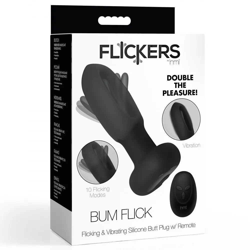 Bum Flick Vibrating and Flicking Silicone Butt Plug with Remote - Bound By Desire