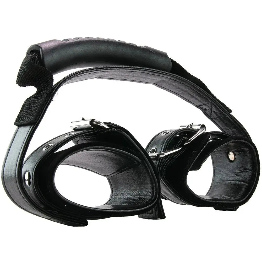 Adjustable Leather Sex Handcuffs - Bondage Cuffs with Handle  Fetish - Cuffs & Restraints