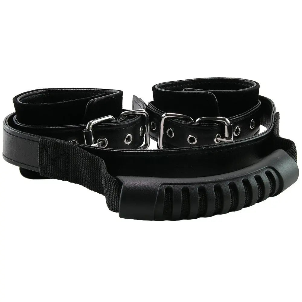 Adjustable Leather Sex Handcuffs - Bondage Cuffs with Handle  Fetish - Cuffs & Restraints