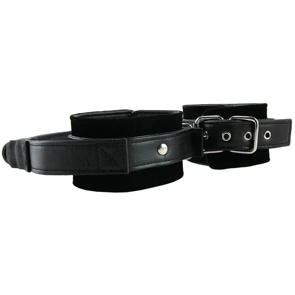 Adjustable Leather Sex Handcuffs - Bondage Cuffs with Handle  Fetish - Cuffs & Restraints