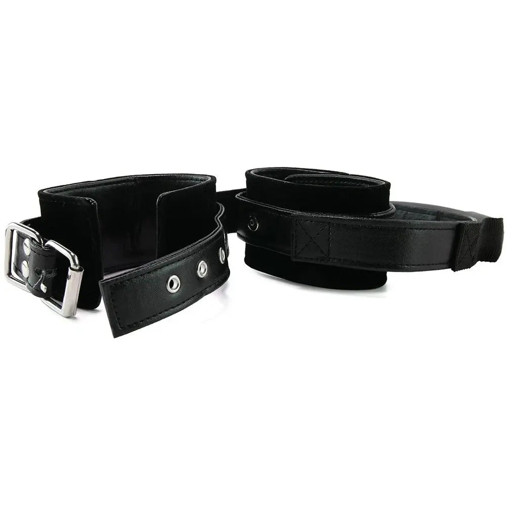Adjustable Leather Sex Handcuffs - Bondage Cuffs with Handle  Fetish - Cuffs & Restraints