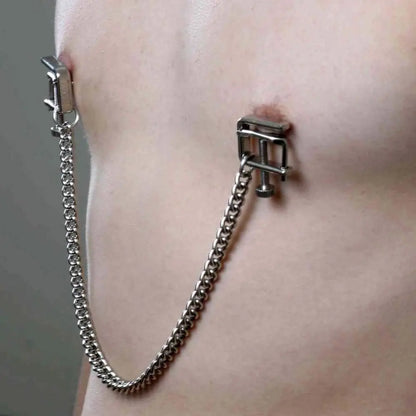 Adjustable Press Nipple Clamps with Chain  Nipple and Clit Toys