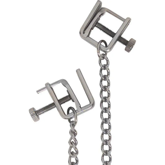Adjustable Press Nipple Clamps with Chain  Nipple and Clit Toys