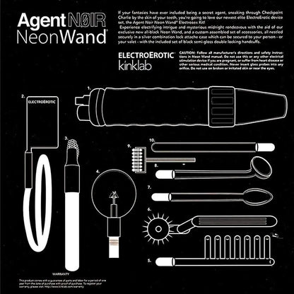 Agent Noir Electro Erotic Neon Wand Kit - Electrosex Kit with Briefcase  Electro