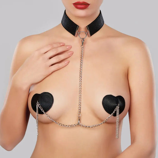 Allure Adore Le Burlesque Collar with Detachable Heart Pasties  Collars and Leads