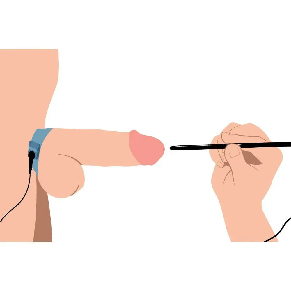 Amplifier Cock and Ball Strap with Penis eStim Urethral Sound  E-Stim Penis Toy